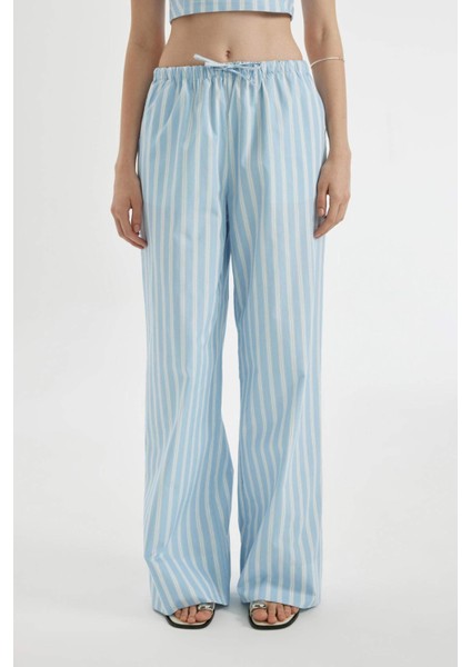 Coool Straight Fit Çizgili Normal Bel Poplin Pantolon D3472AX24HS