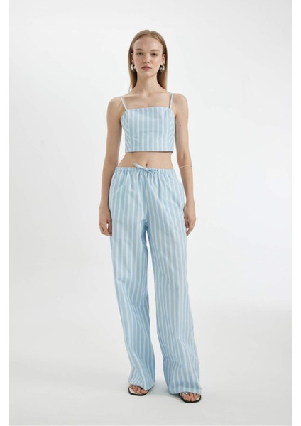 Coool Straight Fit Çizgili Normal Bel Poplin Pantolon D3472AX24HS