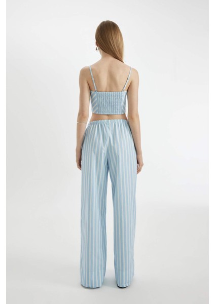 Coool Straight Fit Çizgili Normal Bel Poplin Pantolon D3472AX24HS