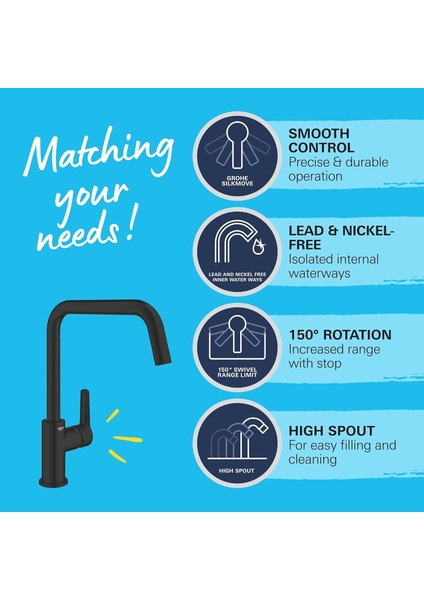 Start Quickfix Eviye Bataryası | 150° Dönüş Açısı | Mat Siyah | 304702430 modelleri