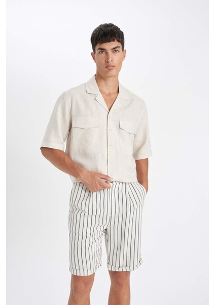 Keten Karışımlı Yazlık Bermuda Şort D4261AX24SM