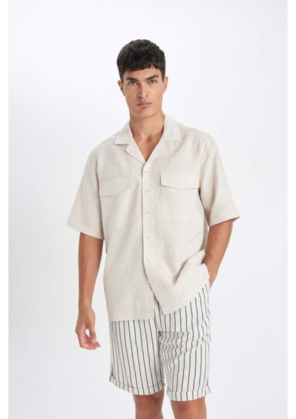 Keten Karışımlı Yazlık Bermuda Şort D4261AX24SM