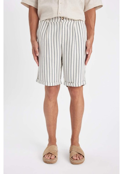 Keten Karışımlı Yazlık Bermuda Şort D4261AX24SM