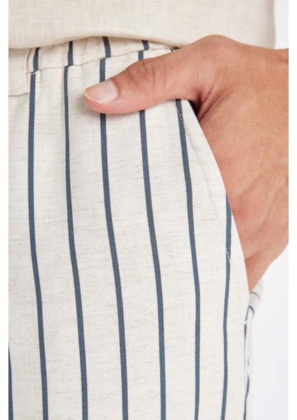 Keten Karışımlı Yazlık Bermuda Şort D4261AX24SM