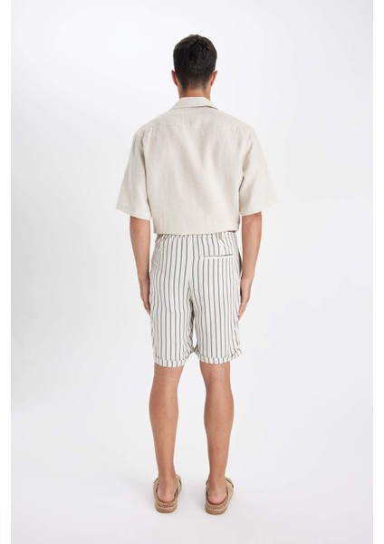 Keten Karışımlı Yazlık Bermuda Şort D4261AX24SM