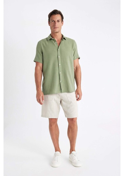 Regular Fit Yazlık Polo Yaka Pamuklu Kısa Kollu Gömlek D2924AX24SM