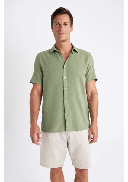 Regular Fit Yazlık Polo Yaka Pamuklu Kısa Kollu Gömlek D2924AX24SM