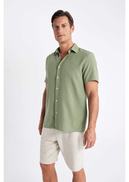 Regular Fit Yazlık Polo Yaka Pamuklu Kısa Kollu Gömlek D2924AX24SM