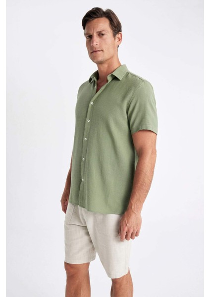 Regular Fit Yazlık Polo Yaka Pamuklu Kısa Kollu Gömlek D2924AX24SM