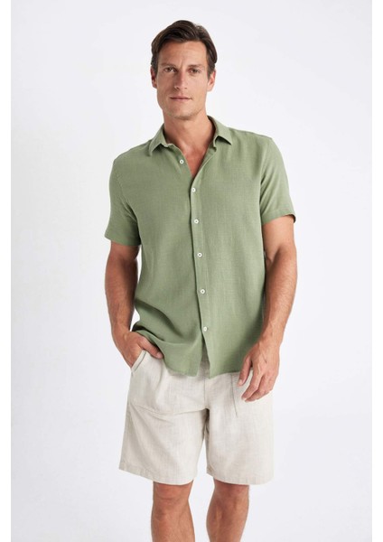 Regular Fit Yazlık Polo Yaka Pamuklu Kısa Kollu Gömlek D2924AX24SM