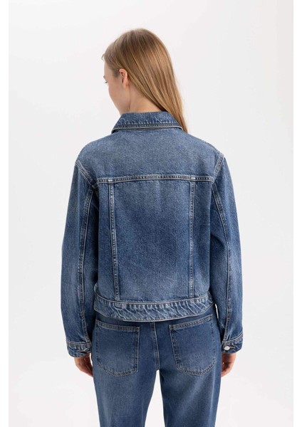 Regular Fit Düğmeli Yıkamalı Denim Ceket D4172AX24WN
