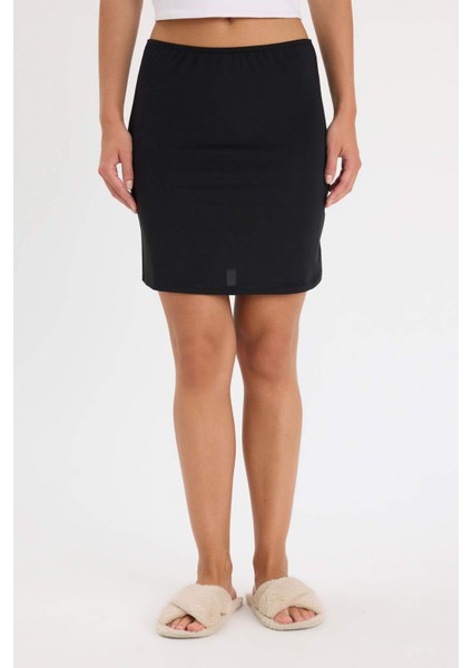 Diz Üstü Siyah Jupon-Fall in Love D4428AXNS