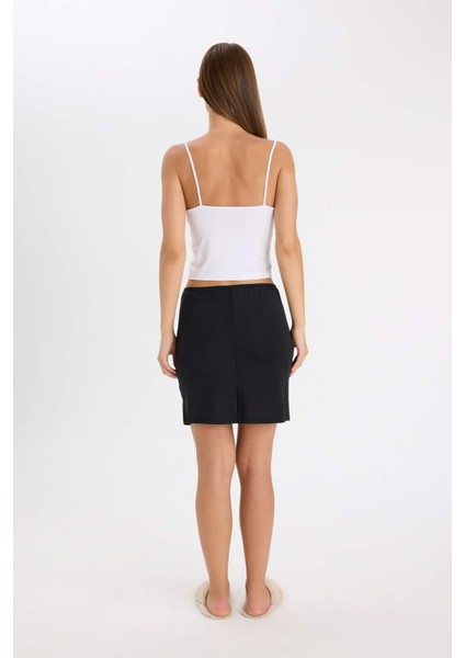 Diz Üstü Siyah Jupon-Fall in Love D4428AXNS