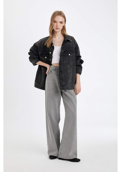 Oversize Geniş Kalıp Düğmeli Denim Ceket D4173AX24WN