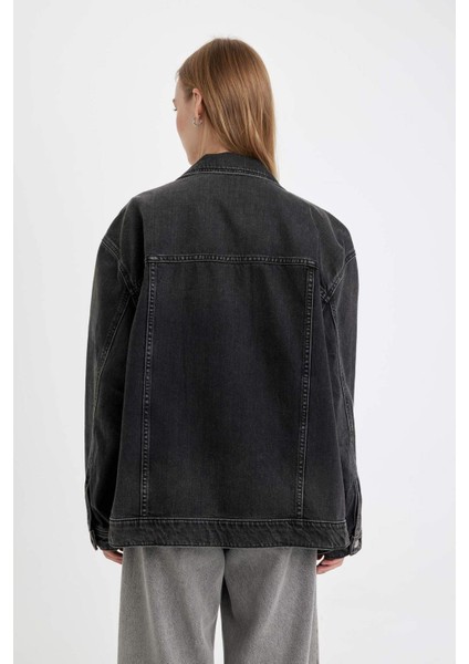 Oversize Geniş Kalıp Düğmeli Denim Ceket D4173AX24WN