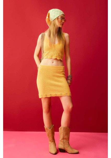 Coool Slim Fit Dar Kesim Kroşe Mini Etek D3583AX24HS