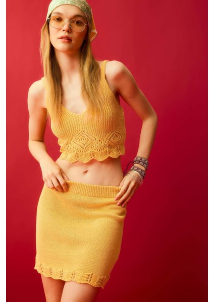 Coool Slim Fit Dar Kesim Kroşe Mini Etek D3583AX24HS