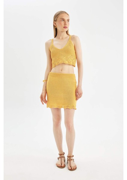 Coool Slim Fit Dar Kesim Kroşe Mini Etek D3583AX24HS