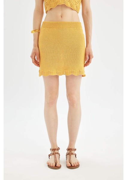 Coool Slim Fit Dar Kesim Kroşe Mini Etek D3583AX24HS