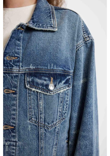 Oversize Geniş Kalıp Düğmeli Denim Ceket D4171AX24WN