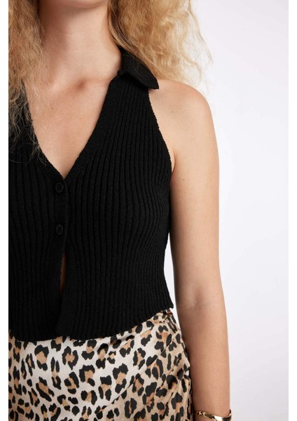 Coool Slim Fit Dar Kesim Düğmeli Triko Yelek D3584AX24HS