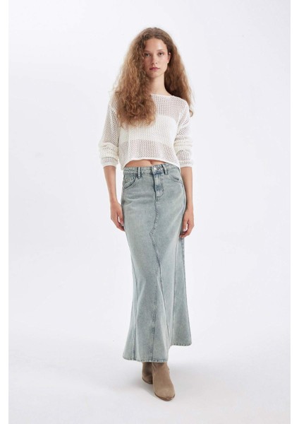 Fashion Fit Cepli Jean Maxi Etek D4420AX24AU