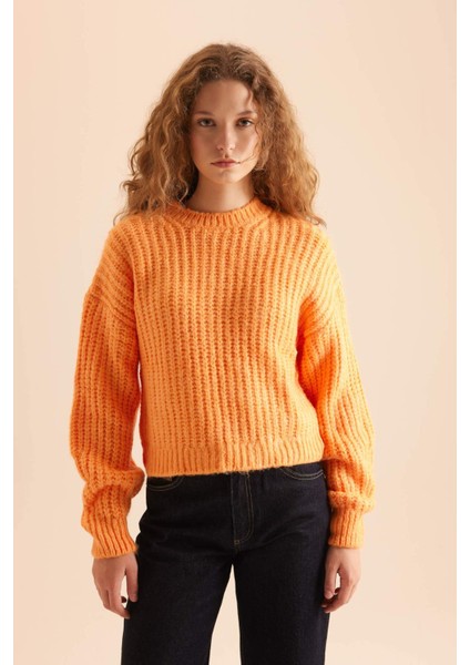 Coool Oversize Geniş Kalıp Bisiklet Yaka Triko Kazak V1811AZNS