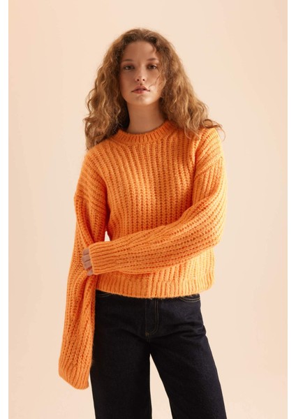 Coool Oversize Geniş Kalıp Bisiklet Yaka Triko Kazak V1811AZNS