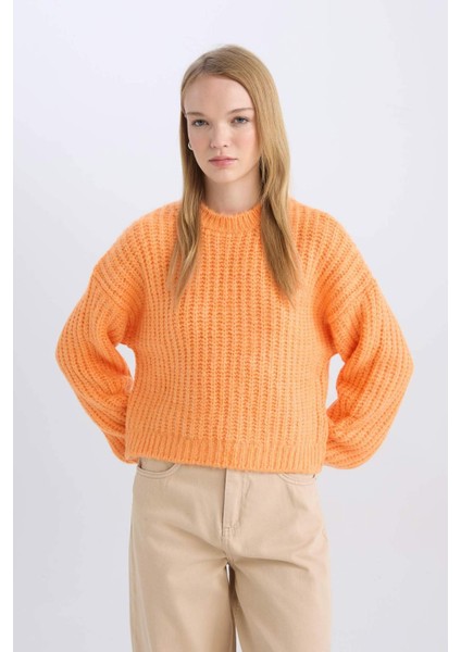 Coool Oversize Geniş Kalıp Bisiklet Yaka Triko Kazak V1811AZNS