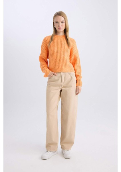 Coool Oversize Geniş Kalıp Bisiklet Yaka Triko Kazak V1811AZNS