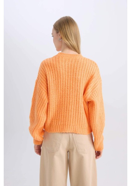 Coool Oversize Geniş Kalıp Bisiklet Yaka Triko Kazak V1811AZNS