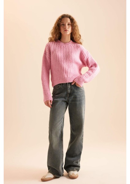 Coool Oversize Geniş Kalıp Bisiklet Yaka Triko Kazak V1811AZNS