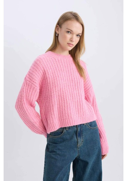 Coool Oversize Geniş Kalıp Bisiklet Yaka Triko Kazak V1811AZNS