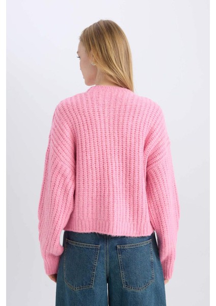 Coool Oversize Geniş Kalıp Bisiklet Yaka Triko Kazak V1811AZNS