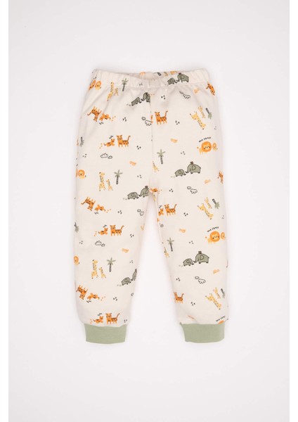 Erkek Bebek Pijama Takımı Safari Desenli Uzun Kollu Üst Uzun Alt