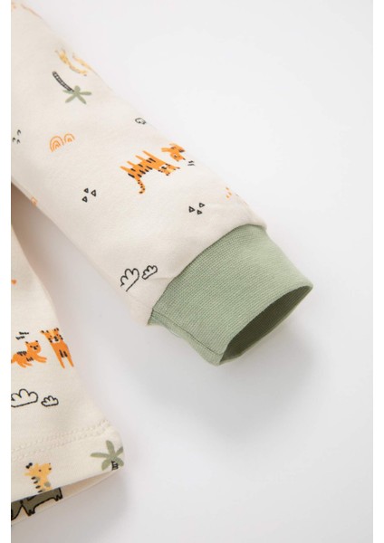Erkek Bebek Pijama Takımı Safari Desenli Uzun Kollu Üst Uzun Alt