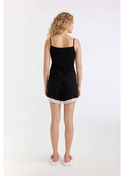 Fall in Love Pijama Takımı Regular Fit Viskon Askılı Üst Şort D1082AX24HS