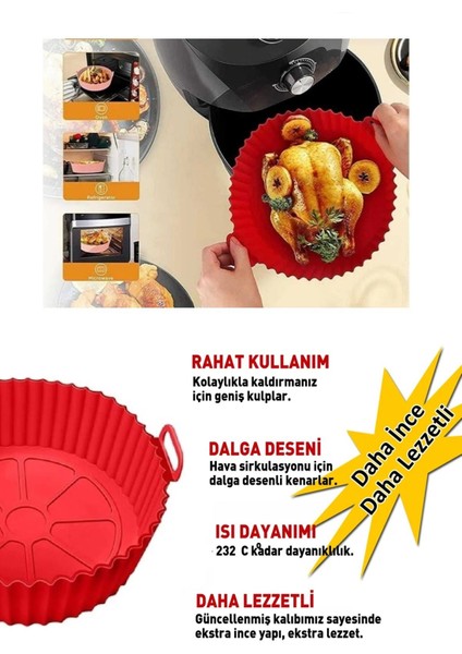 Tüm Airfryer'lere Uyumlu Silikon Yapışmaz Pişirme Kabı Yıkanabilir Kullanışlı Silicon Kap