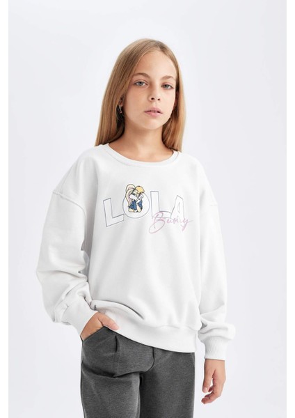 Kız Çocuk Looney Tunes Relax Fit Bisiklet Yaka Sırt Baskılı Sweatshirt D2985A824AU
