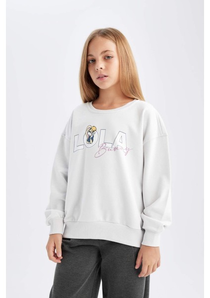 Kız Çocuk Looney Tunes Relax Fit Bisiklet Yaka Sırt Baskılı Sweatshirt D2985A824AU