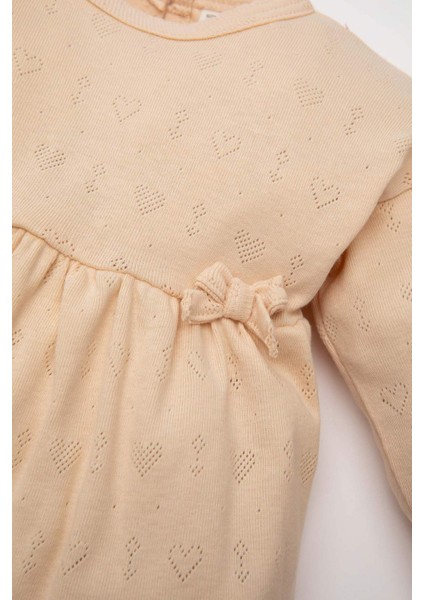 Kız Bebek Pijama Takımı Ribana Kalp Baskılı Uzun Kollu Üst Uzun Alt D3613A524WN