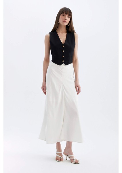 Regular Fit V Yaka Düğmeli Blazer Yelek