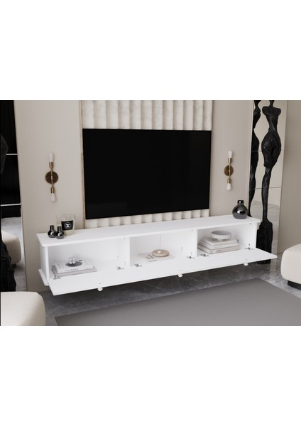 Lunaris Tv Ünitesi - Tv Sehpası 200 cm Duvara Monte %100 Mdf fiyatları