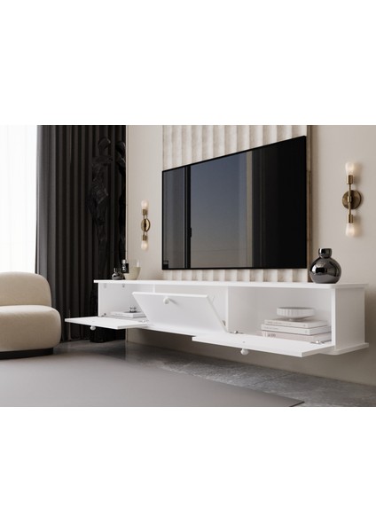 Lunaris Tv Ünitesi - Tv Sehpası 200 cm Duvara Monte %100 Mdf modelleri