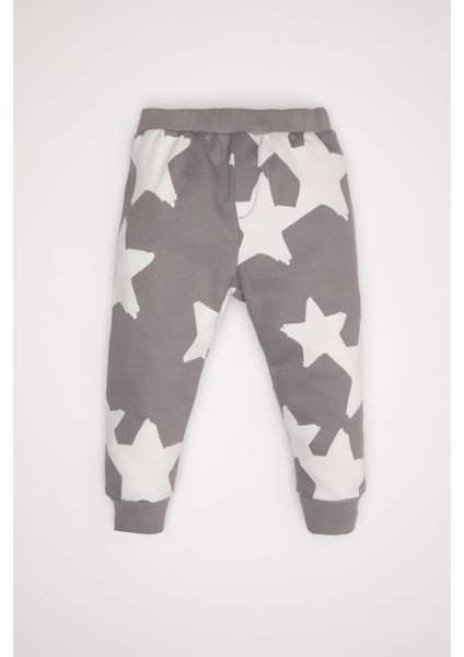 Erkek Bebek 2'li Takım Yıldız Desenli Sweatshirt Beli Lastikli Jogger Eşofman Altı