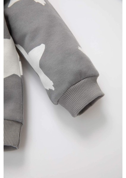 Erkek Bebek 2'li Takım Yıldız Desenli Sweatshirt Beli Lastikli Jogger Eşofman Altı