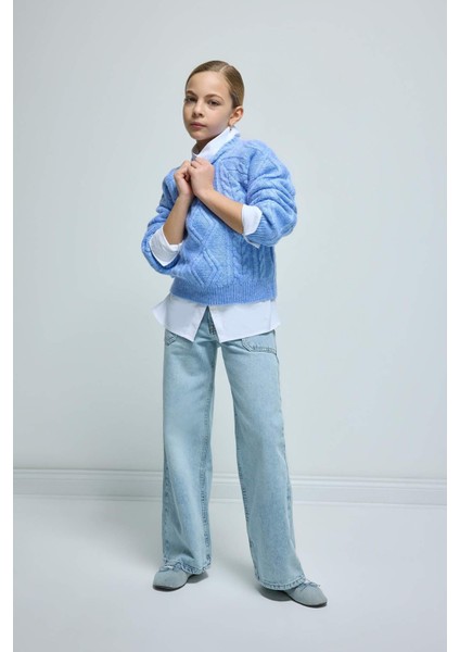 Kız Çocuk Wide Leg Geniş Bol Paça Cepli Pantolon D3719A824WN