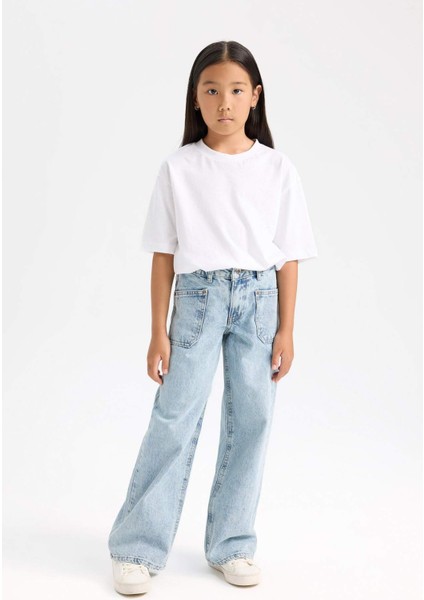 Kız Çocuk Wide Leg Geniş Bol Paça Cepli Pantolon D3719A824WN