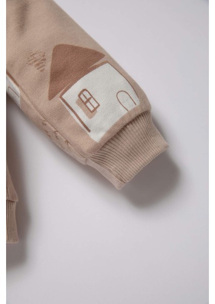 Erkek Bebek 2'li Takım Desenli Sweatshirt Beli Lastikli Eşofman Altı D4692A524AU
