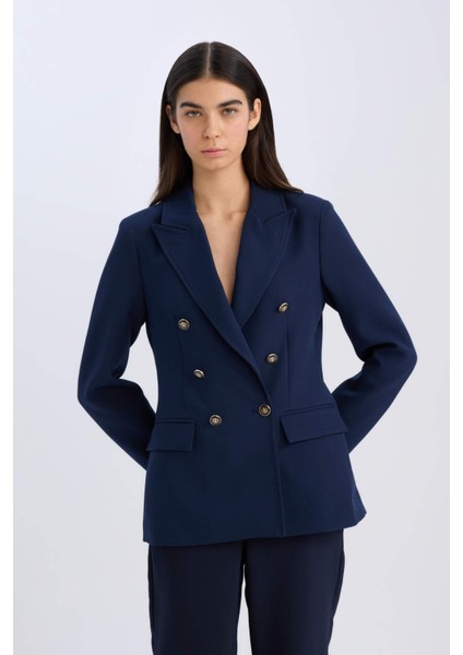 Oversize Geniş Kalıp Gömlek Yaka Düğmeli Basic Düz Blazer Ceket D3155AX24AU